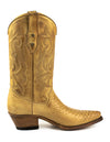 Botas Cowboy de Mulher Artesanais Couro Amarelo 2524 Texanas