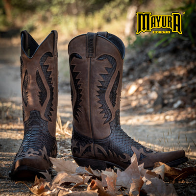 Botins e Botas Cowboy de Mulher e Homem Couro e Piton Western Country