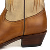 Botas Cowboy Mulher Couro Castanho e Cano Camurca Bege e Asas Dourado 2666