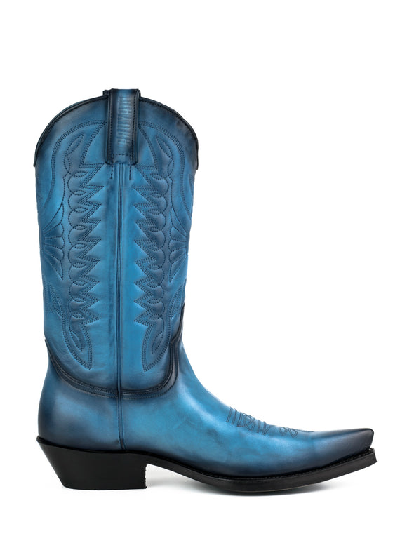 Botas Cowboy Mulher e Homem Artesanais Couro Azul 1920 Texanas