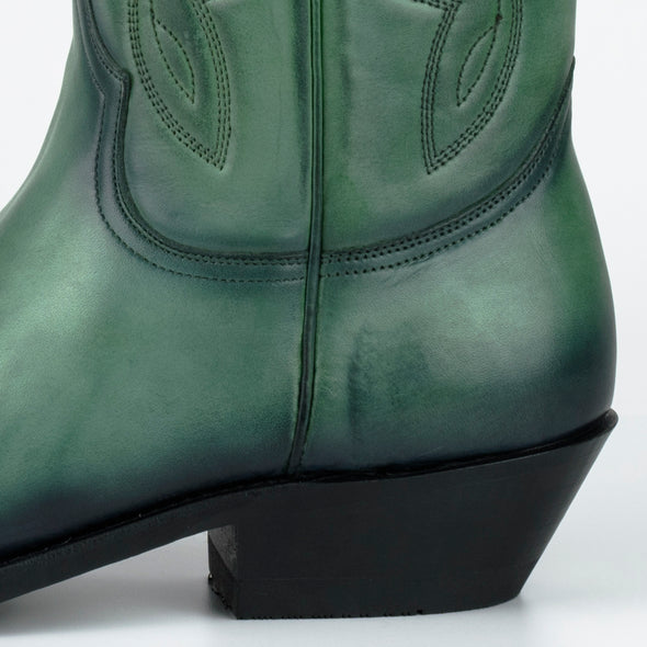 Botas Cowboy de Homem e Mulher Artesanais Couro Verde 1920 Texanas