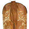 Botas Cowboy de Mulher Artesanais 2669 Couro Castanho e Bordado Floral branco