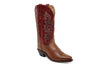 Women's Brown Cowboy Boots with Red Embroidered Upper LF1628E