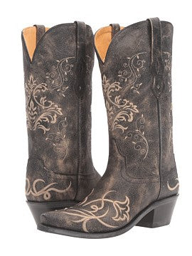 Women's Cowboy Boots Gray and White Flowers LF1587E