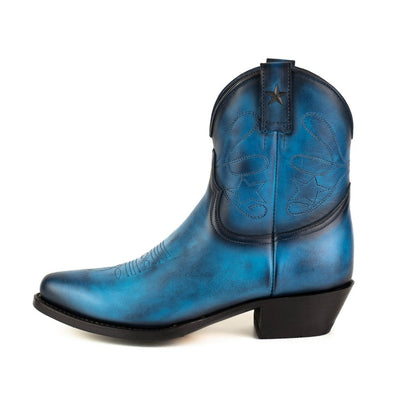 Botas ou Botins Cowboy de Mulher Artesanais Couro Azul 2374 Texanas