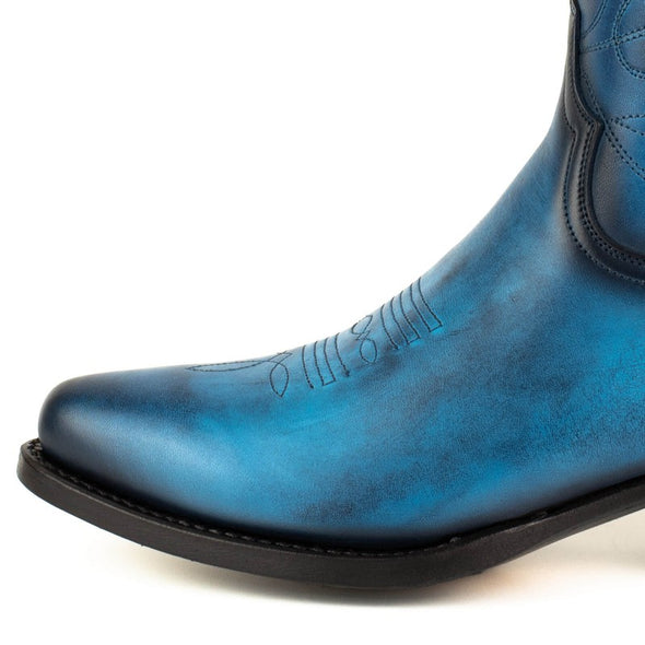 Botas ou Botins Cowboy de Mulher Artesanais Couro Azul 2374 Texanas