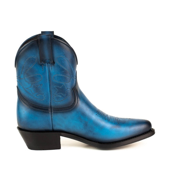 Botas ou Botins Cowboy de Mulher Artesanais Couro Azul 2374 Texanas