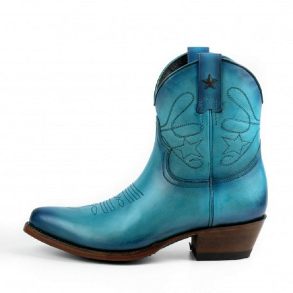 Women's Cowboy Boots or Ankle Boots Handcrafted Turquoise Blue Leather 2374 Texanas