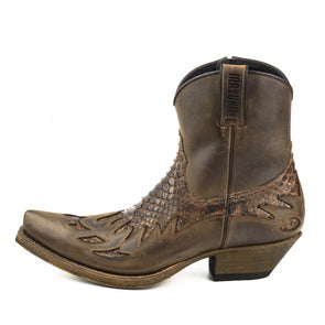 Men's Cowboy Boots (Texas) Model 12 Crazy Old Sadale / Piton Matte Brown | Cowboy Boots Portugal