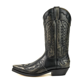 Cowboy Boots for Men and Women Handmade Leather Black and Gray Silver 1927 Texanas