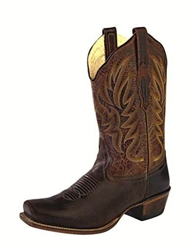 Botas Cowboy de Mulher Artesanais Couro Castanho 18002E Texanas