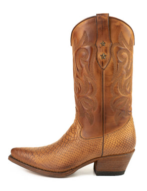 Bottes de cowboy pour femmes faites à la main en cuir marron 2524 Texanas