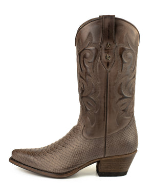 Bottes de cowboy pour femmes faites à la main en cuir marron foncé 2524 Texanas