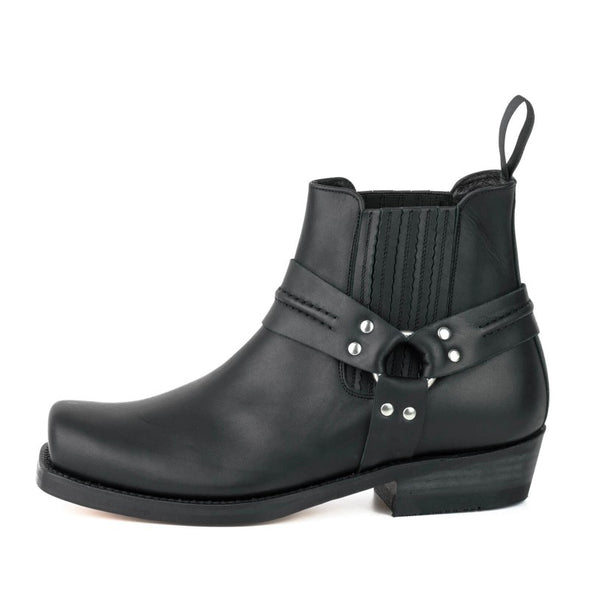 Botins ou Botas Biker de Homem e Mulher Artesanais Couro Preto 04