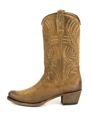 Bottes de cowboy pour femmes faites à la main en daim marron 2526 Texanas
